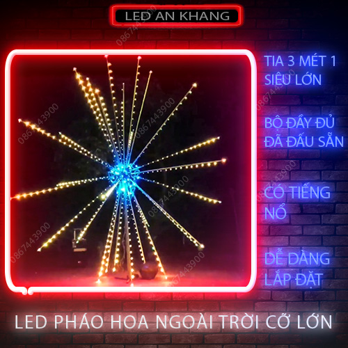Đèn led pháo hoa 25 tia có âm thanh trang trí - mẫu mới nhất 2022
