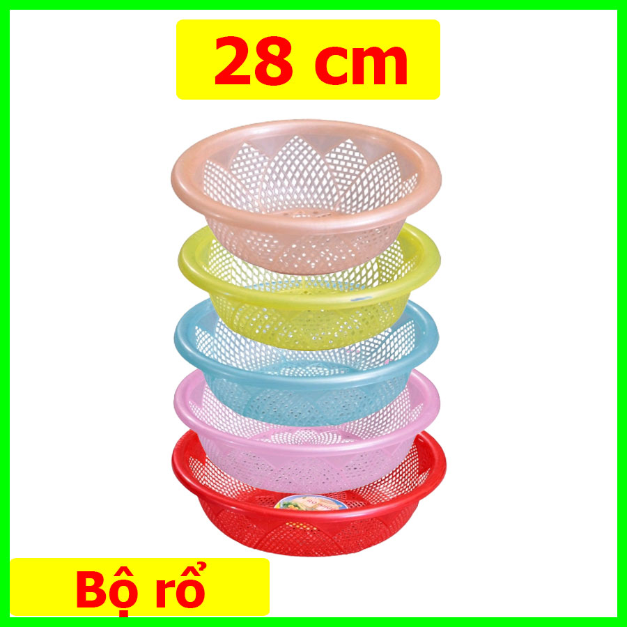 Combo 5 rổ nhựa size 28 cm. màu ngẫu nhiên