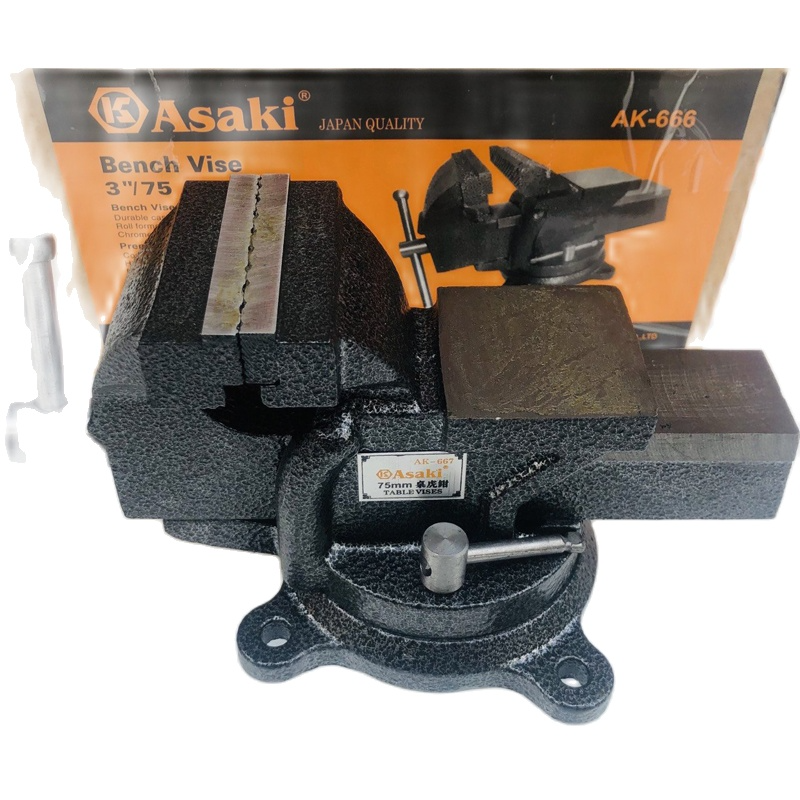 Ê tô kẹp bàn nguội xoay 360 độ asaki ak-666 độ mở 75mm