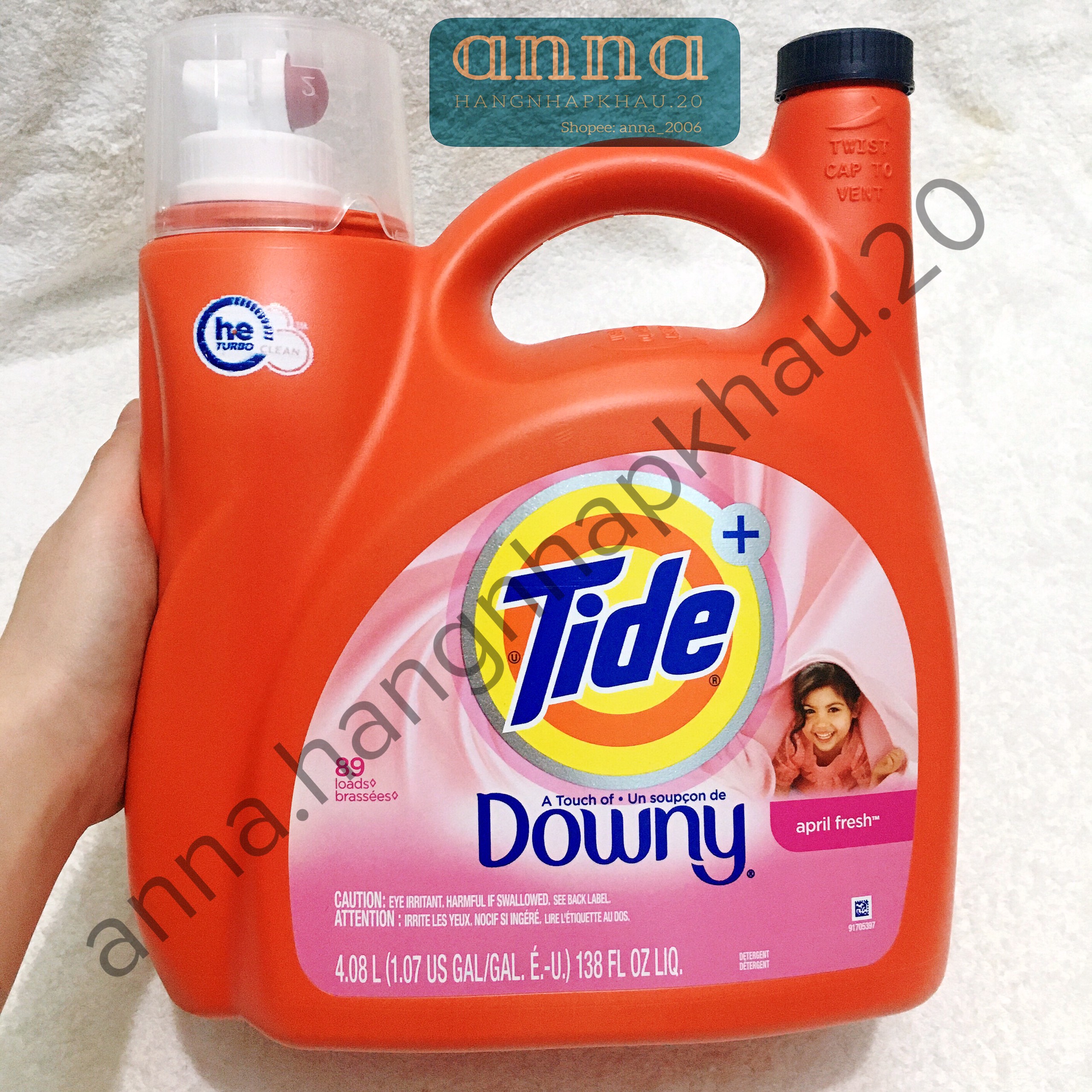 [Nhập khẩu Mỹ] Nước Giặt Xả Tide+Downy April Fresh - 4.08 Lít