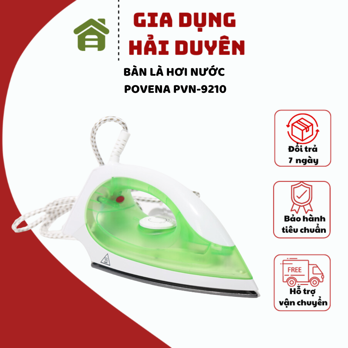 Bàn là điện Povena PVN-9210 công suất 1000W ủi là đa dạng quần áo Bảo hành 12 tháng