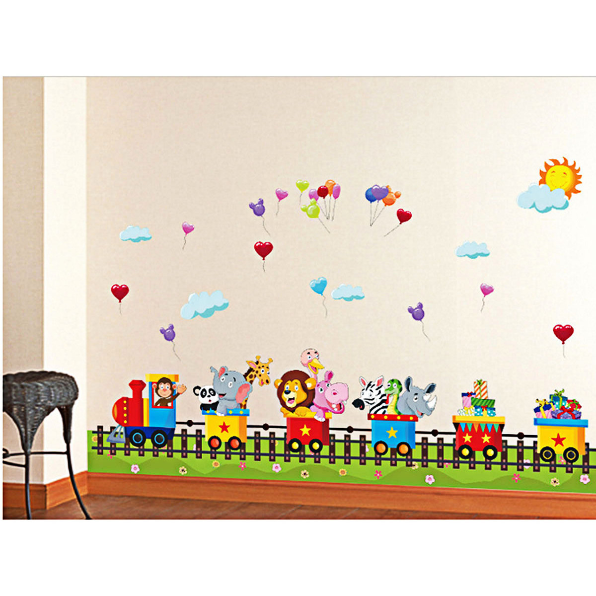 Decal dán tường , decal cho bé, decal phòng khách. mẫu đoàn tàu cho bé