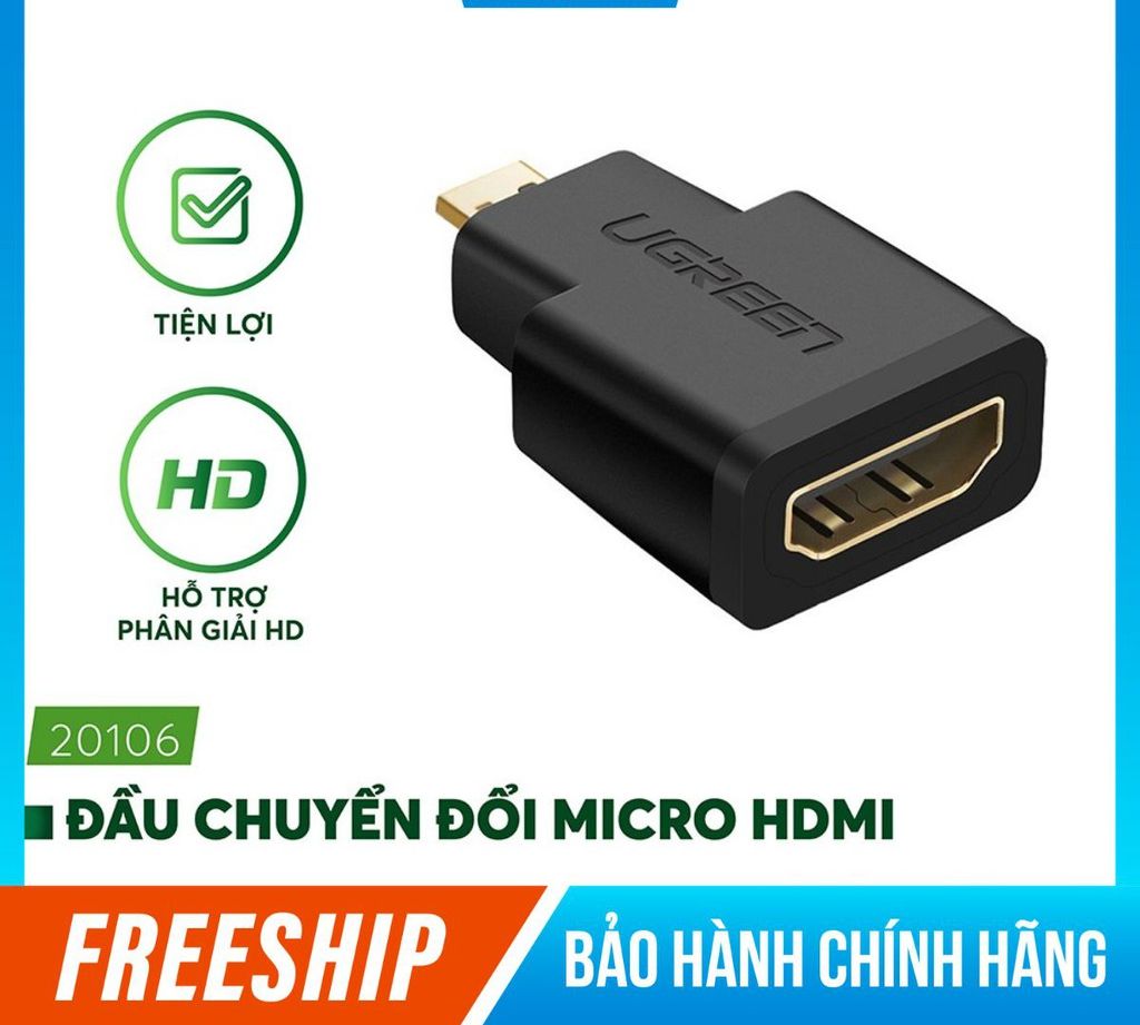 Đầu chuyển đổi micro hdmi to hdmi ugreen 20106 chính hãng
