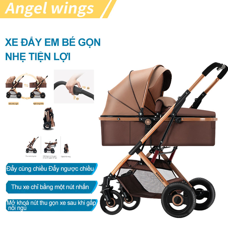 Đẩy được hai chiềuXe đẩy em bé gấp gọn，Nôi ngủ - Ngồi và nằm 2 trong 1，Thu xe chỉ bằng một nút nhấn 9 tính năng tiện dụng cho mẹ và bé