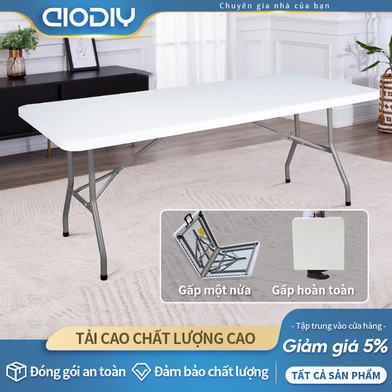 AIODIY Folding Table 6ft (180cm) Portable foldable table suitable for picnic office home outdoor and optional chairs