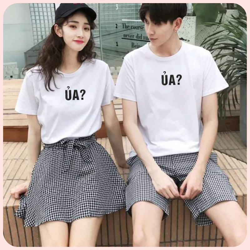 Áo Thun Đôi Tình Nhân In Chữ ỦA M6603
