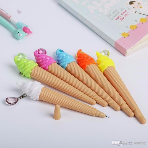 Combo 2 Cây Bút Bi Viết, Bi Nước, Bút Bi Hình Que Kem Ốc Quế Dễ Thương