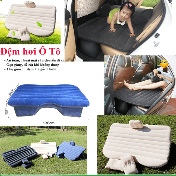 ĐỆM HƠI, NỆM HƠI Ô TÔ TẶNG KÈM BƠM ĐIỆN VÀ 2 GỐI VẢI DÙ NHUNG LOẠI DÀY