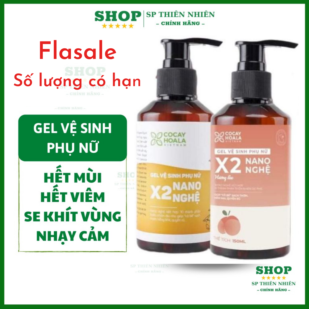 Dung dịch vệ sinh phụ nữ x2 Nano Nghệ, gel vệ sinh x2 nano nghệ Cỏ Cây Hoa Lá 150ml