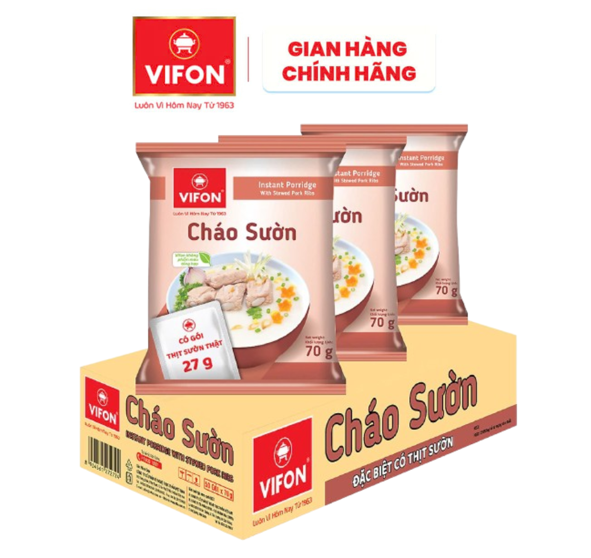 Cháo Sườn VIFON Có Thịt Thật 70g/ Gói