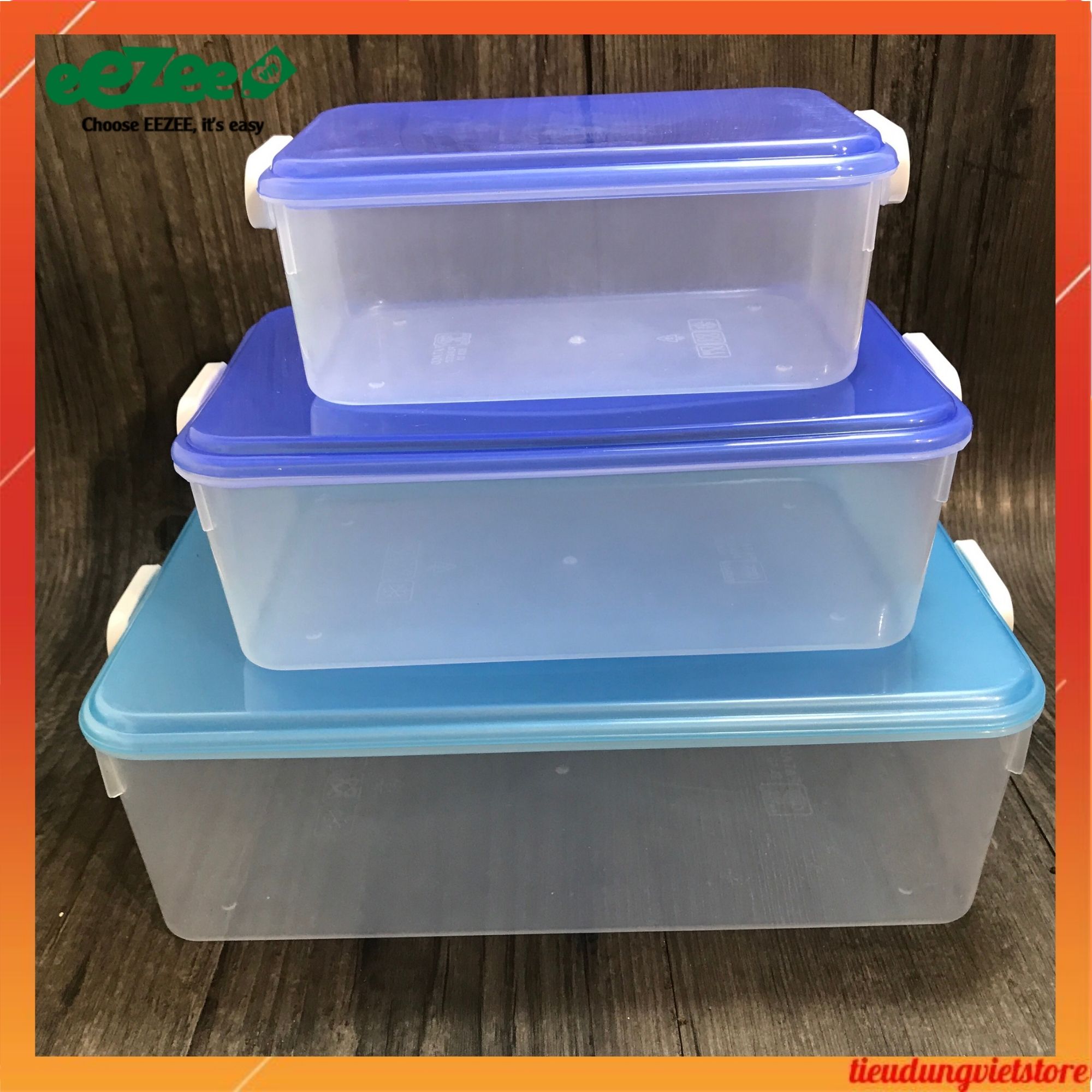 Hộp Nhựa Đựng Thực Phẩm Chữ Nhật Cao Cấp - Bộ 3 Hộp Nhựa Dung Tích 750ml, 1500ml, 2500ml