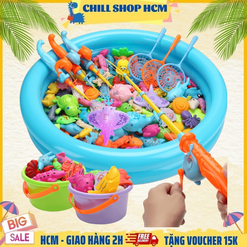 Bộ đồ chơi câu cá hình sinh vật biển có gắn nam châm sáng tạo cho trẻ vui chơi giải trí
