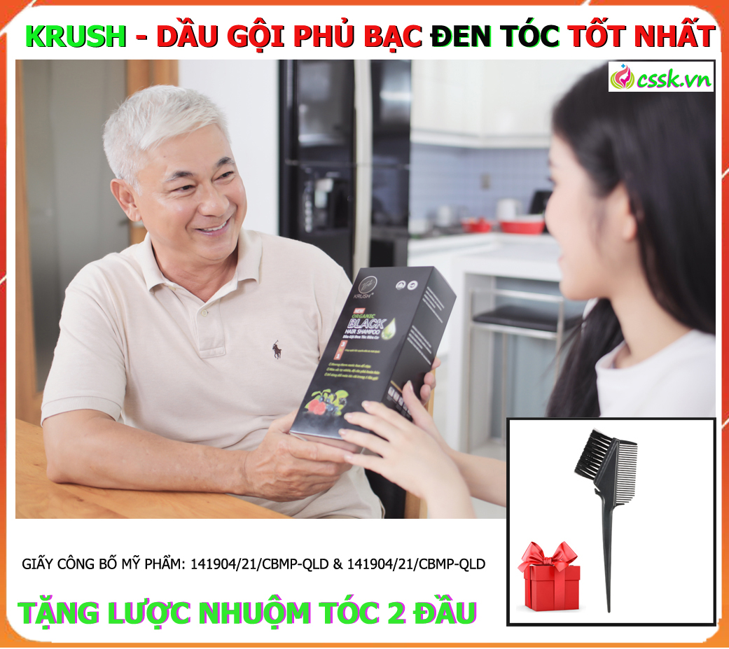 Dầu gội đầu phủ bạc đen tóc Krush Anh Quốc (Tặng lược nhuộm tóc)