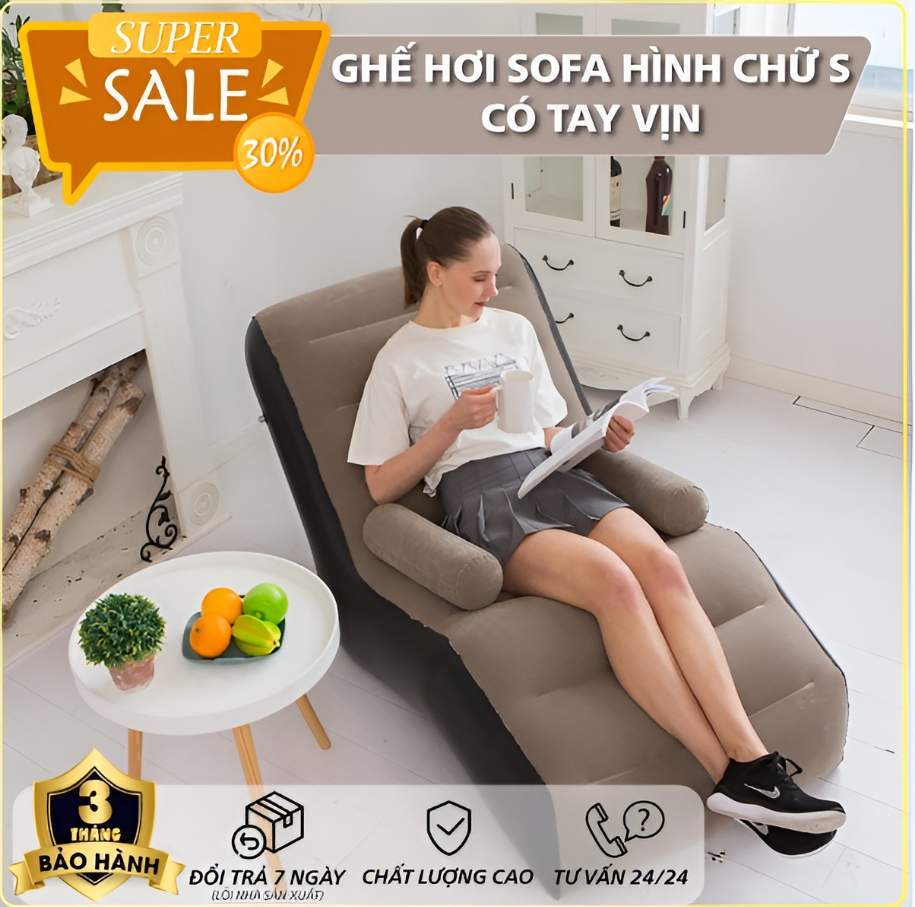 Ghế nệm hơi sofa tựa lưng có tay vịn . ghế đọc sách , ghế nghỉ ngơi thư giãn , ghế lười . chất liệu bọc nhung. mềm mịn êm ái