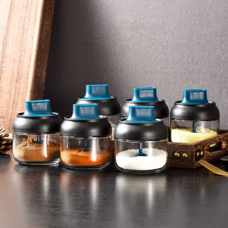 [FREE SHIP] Hũ lọ đựng gia vị thủy tinh 280ml cao cấp tiện lợi kèm thìa gắn liền trên nắp