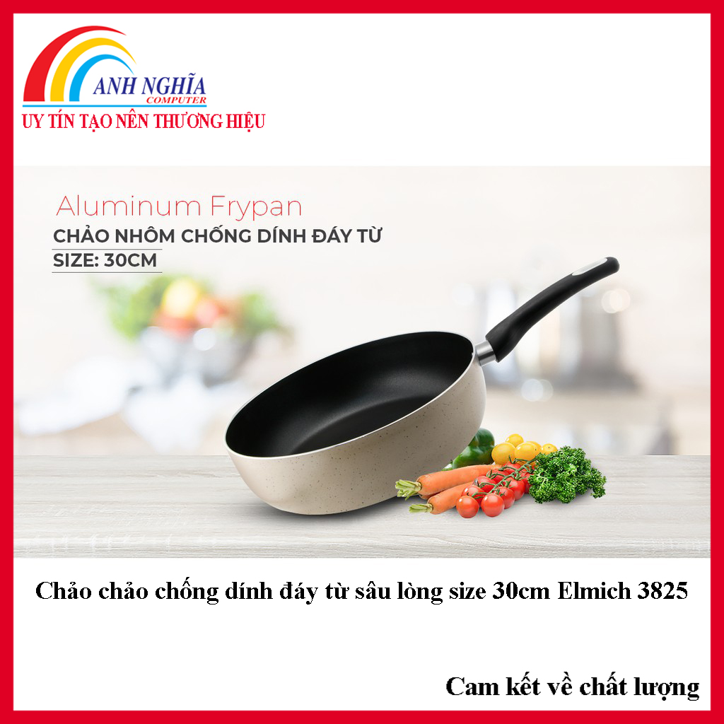 Chảo chảo chống dính đáy từ sâu lòng Elmich size 30cm, chuyên xào, rán đa năng Elmich 3825