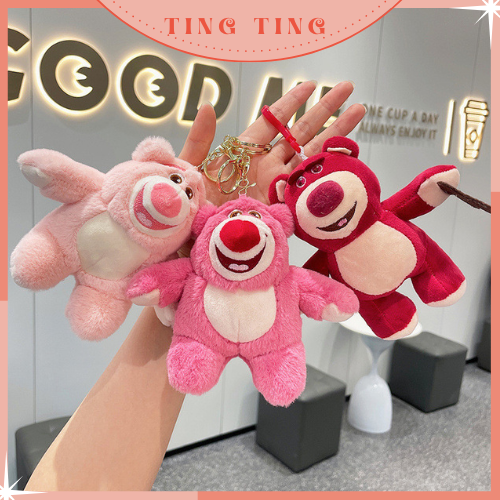 Móc Khóa Túi Xách Gấu Lotso dễ thương, Phụ kiện túi xách gấu dâu đáng yêu, Móc chìa khóa Lotso _ Tingting