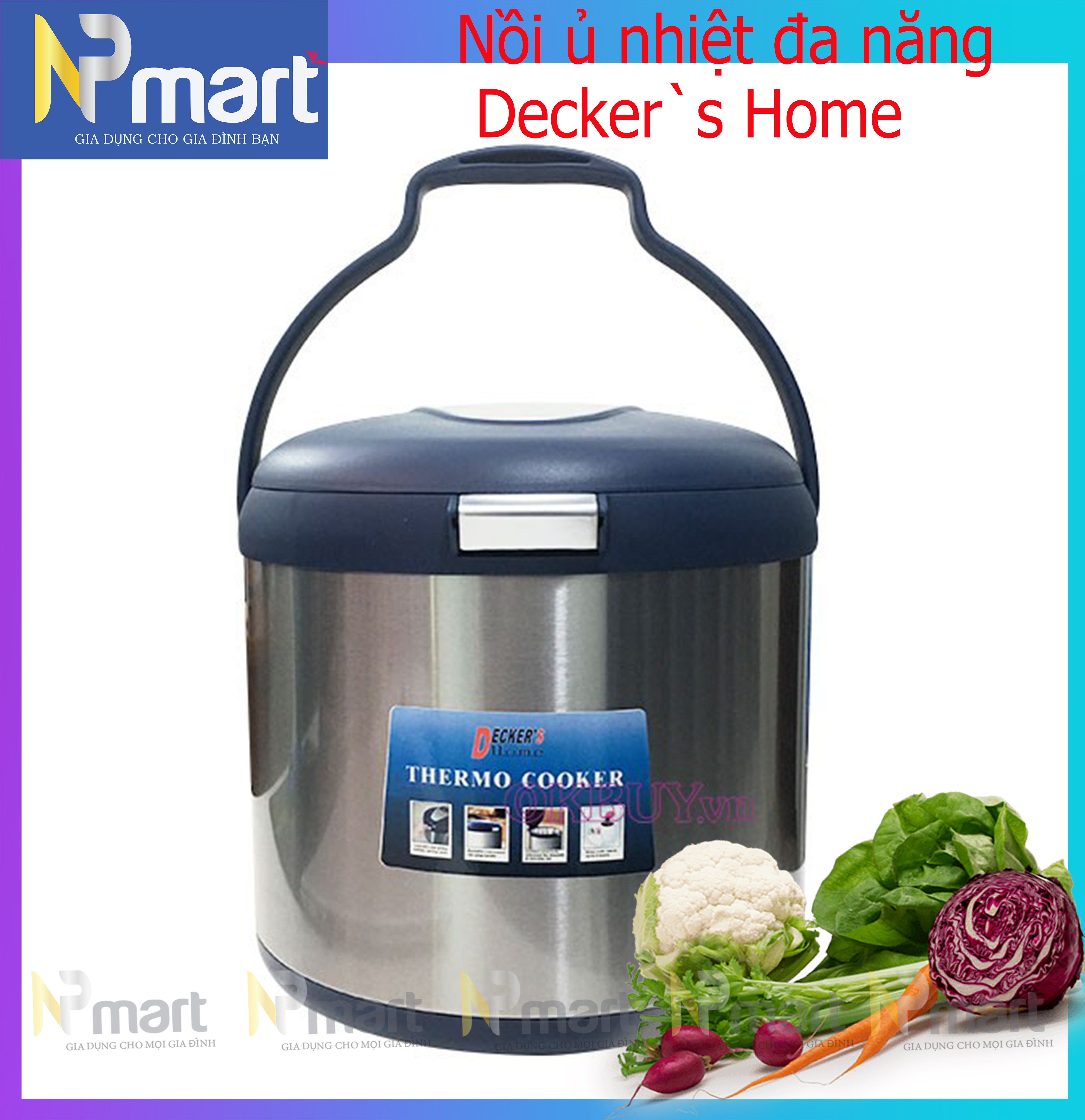 Nồi ủ nhiệt đa năng 3.5 lít decker’s home yxm-d35cf - hàng chính hãng