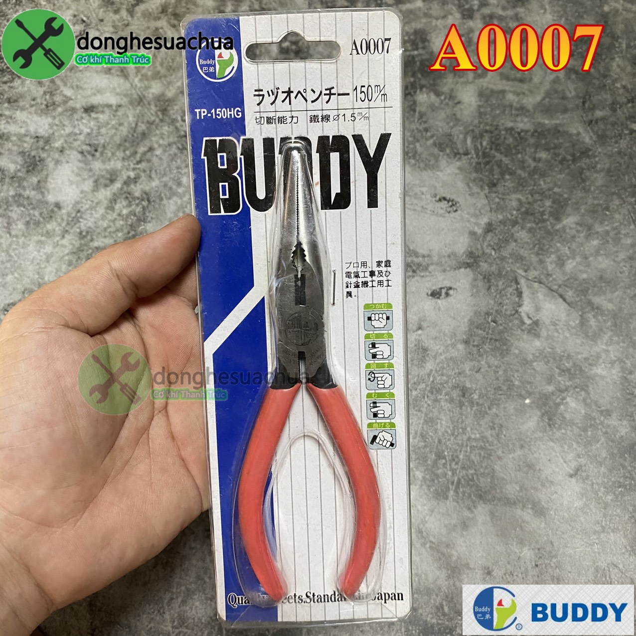 Kềm mỏ nhọn buddy a0007 150mm đài loan
