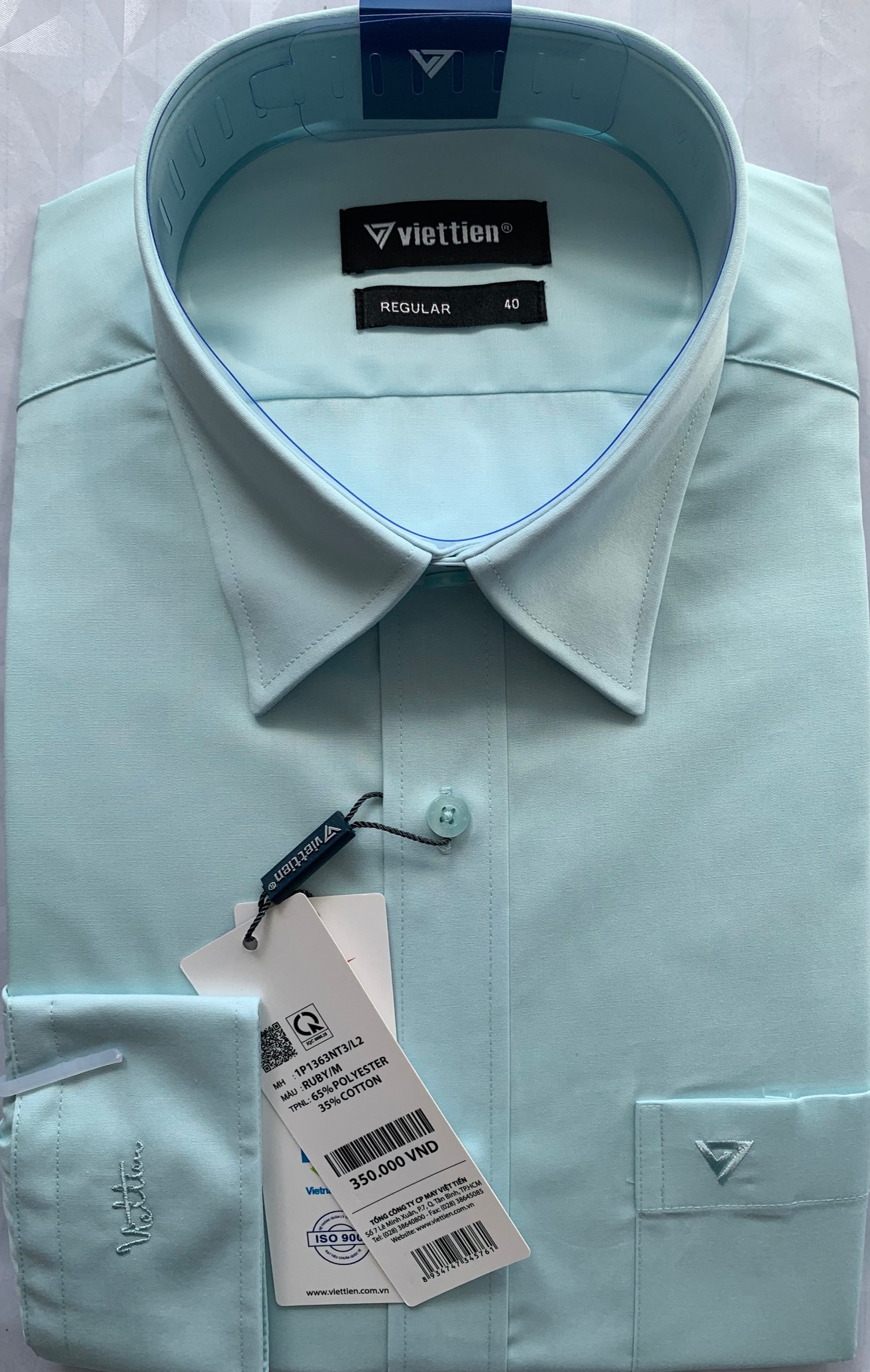 ÁO MÀU XANH NGỌC VIỆT TIẾN DÀI TAY LAI BẦU