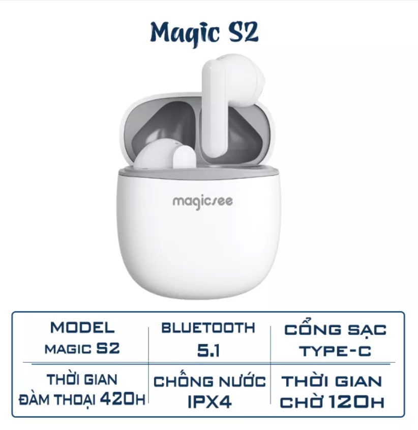 Tai Nghe Không Dây TWS Magicsee S2 - Chống Ồn - Cảm Biến Một Chạm - Âm Bass Sống Động - Bluetooth 5.1