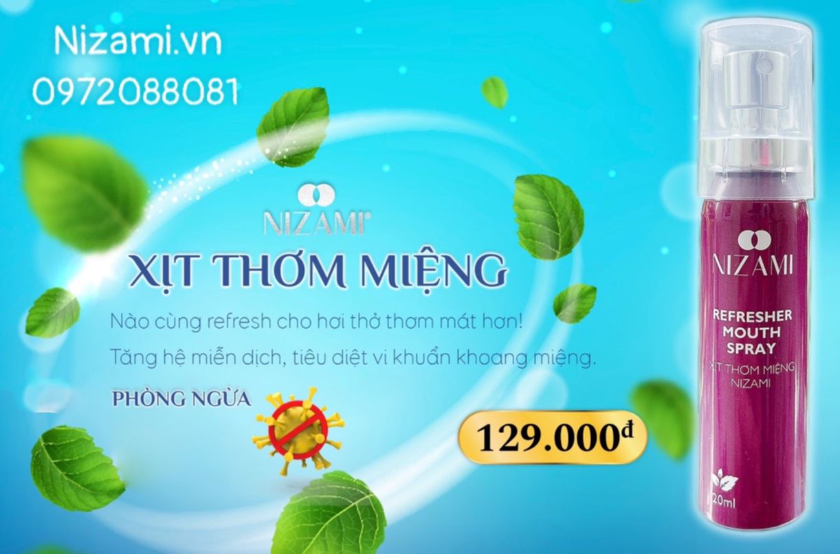 Xịt thơm miệng Nizami với hơi thở thơm mát hàng chính hãng nizami