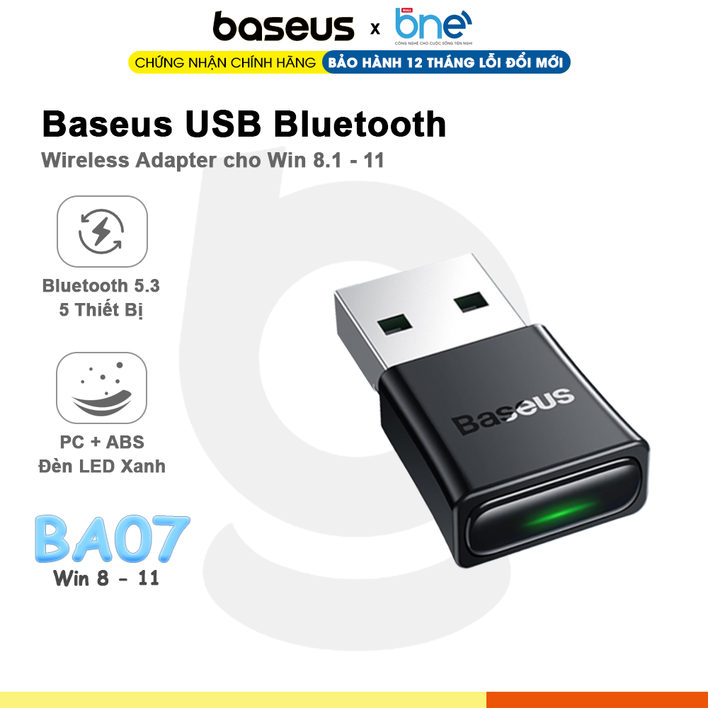 Baseus usb adapter ba04 ba07 bluetooth dongle adaptador bluetooth 5.1 cho máy tính laptop windows không dây thu âm thanh usb bộ phát