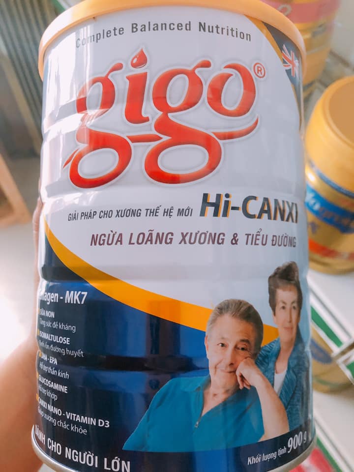 Sữa Bột Gigo Hi-Canxi Collagen-MK7 Hộp 900g (Ngừa loãng xương & tiểu đường)