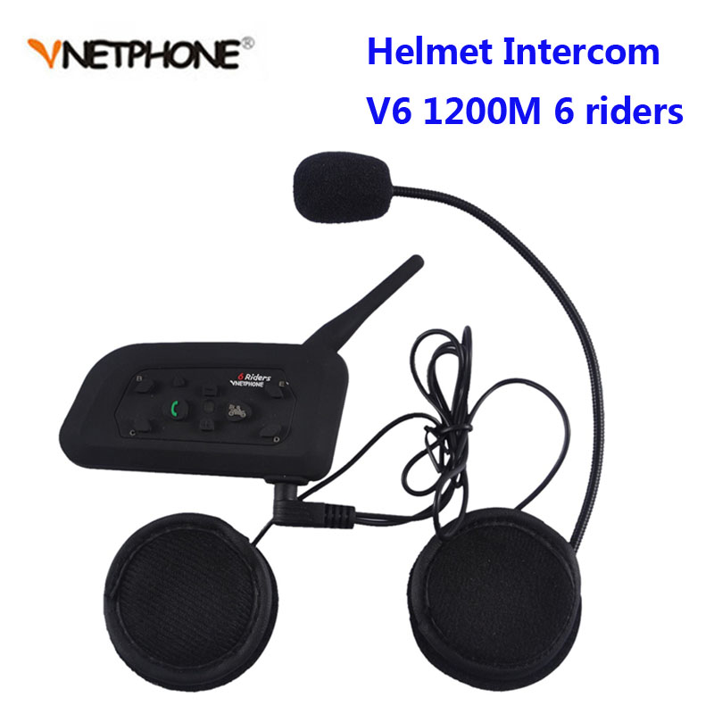 VNETPHONE tai nghe gắn mũ bảo hiểm Bluetooth xe máy V6 BT Interphone 1200m Điện thoại liên lạc nội bộ liên lạc nội bộ liên lạc nội bộ cho xe máy 6 người lá