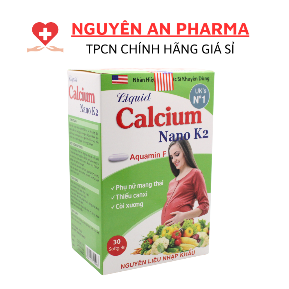 Viên uống LIQUID CALCIUM NANO K2 bổ sung canxi cho bà bầu, giúp chắc khỏe xương, giảm đau mỏi - 30 V