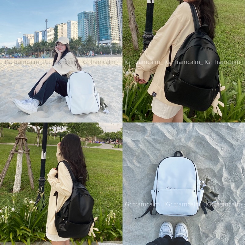 Balo da unisex nam nữ basic năng động vừa laptop