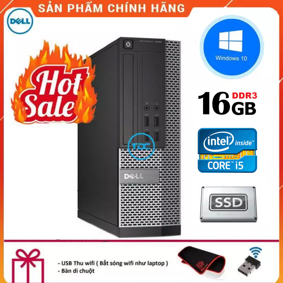 [Trả góp 0%]Case máy tính đồng bộ Dell, máy tính để bàn dell Core i5 3470/ RAM 16GB/ SSD 120GB Full cấu hình tặng usb thu wifi và bàn di chuột Bảo hành 12 tháng