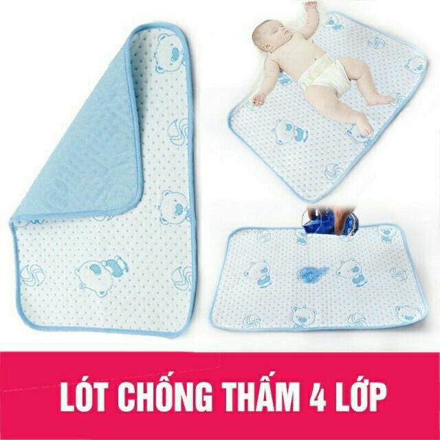 Tấm/ miếng lót chống thấm 4 lớp hàng đẹp cho bé, kích thước 50x70cm hàng loại 1