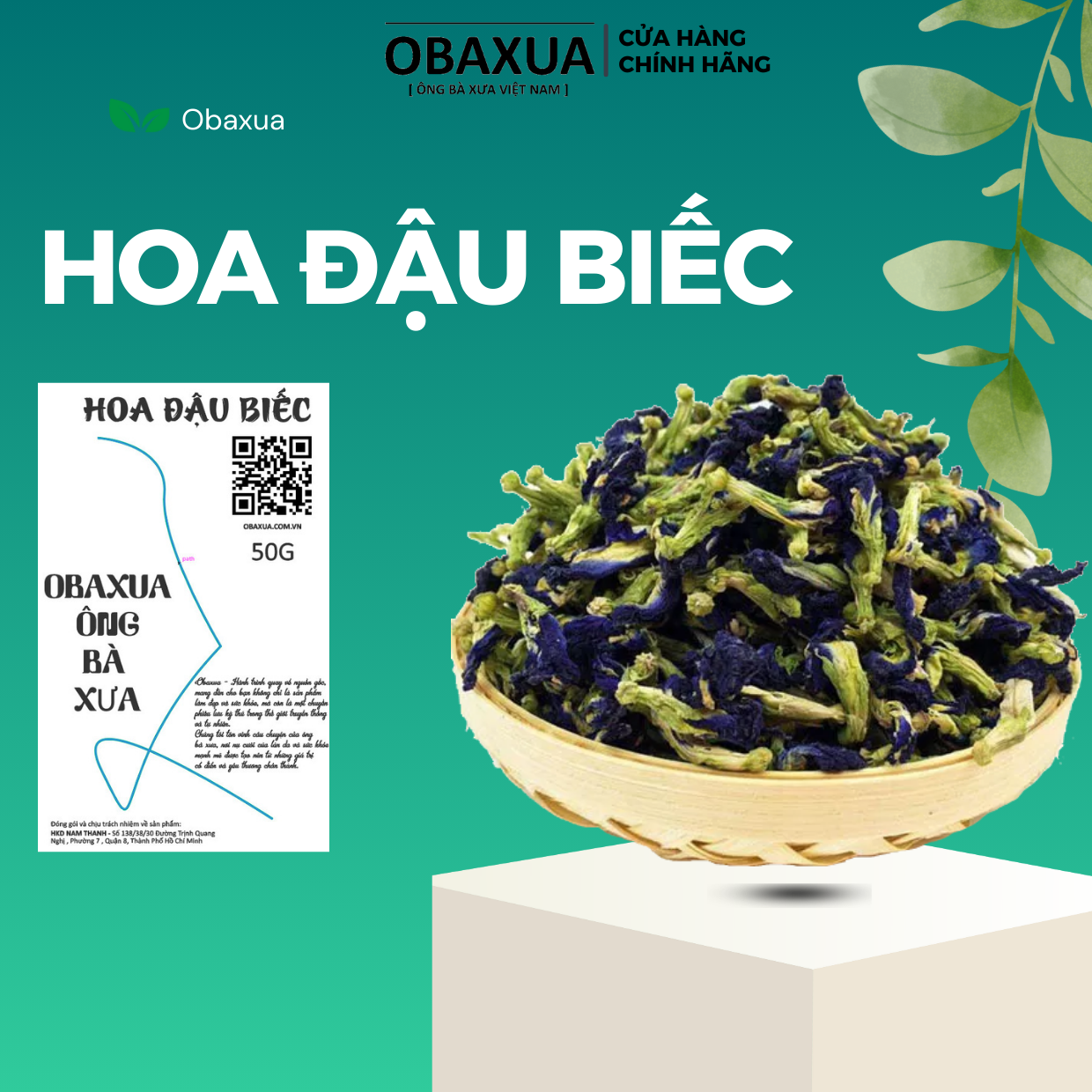 Trà hoa đậu biếc obaxua sấy khô nguyên bông - 50g