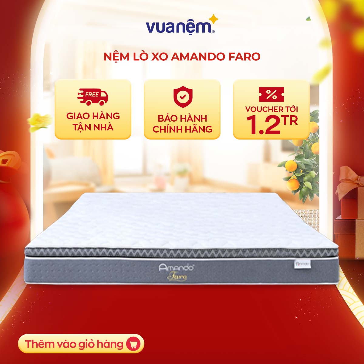 Nệm lò xo túi độc lập Amando Faro 35cm tại Vua Nệm - Nâng đỡ 5 vùng riêng biệt, bảo vệ hệ xương khớp cho gia đình bạn
