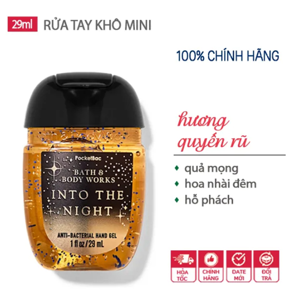   Hàng Mỹ  Gel rửa tay khô dưỡng ẩm diệt khuẩn mini Into The night hương nước hoa quyến rũ - Bath & Body Works - 29ml 
