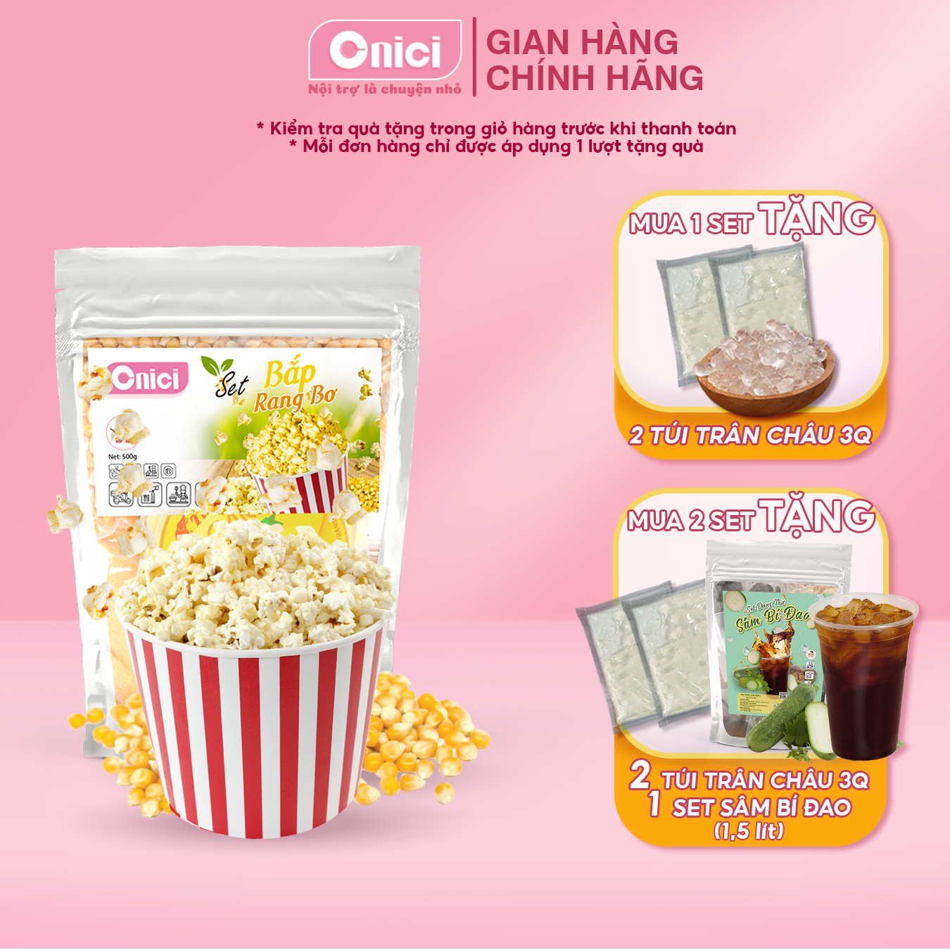 Bắp rang bơ Bếp Của Mẹ Onici nguyên liệu làm bắp rang bơ loại 1 thơm ngon tại nhà