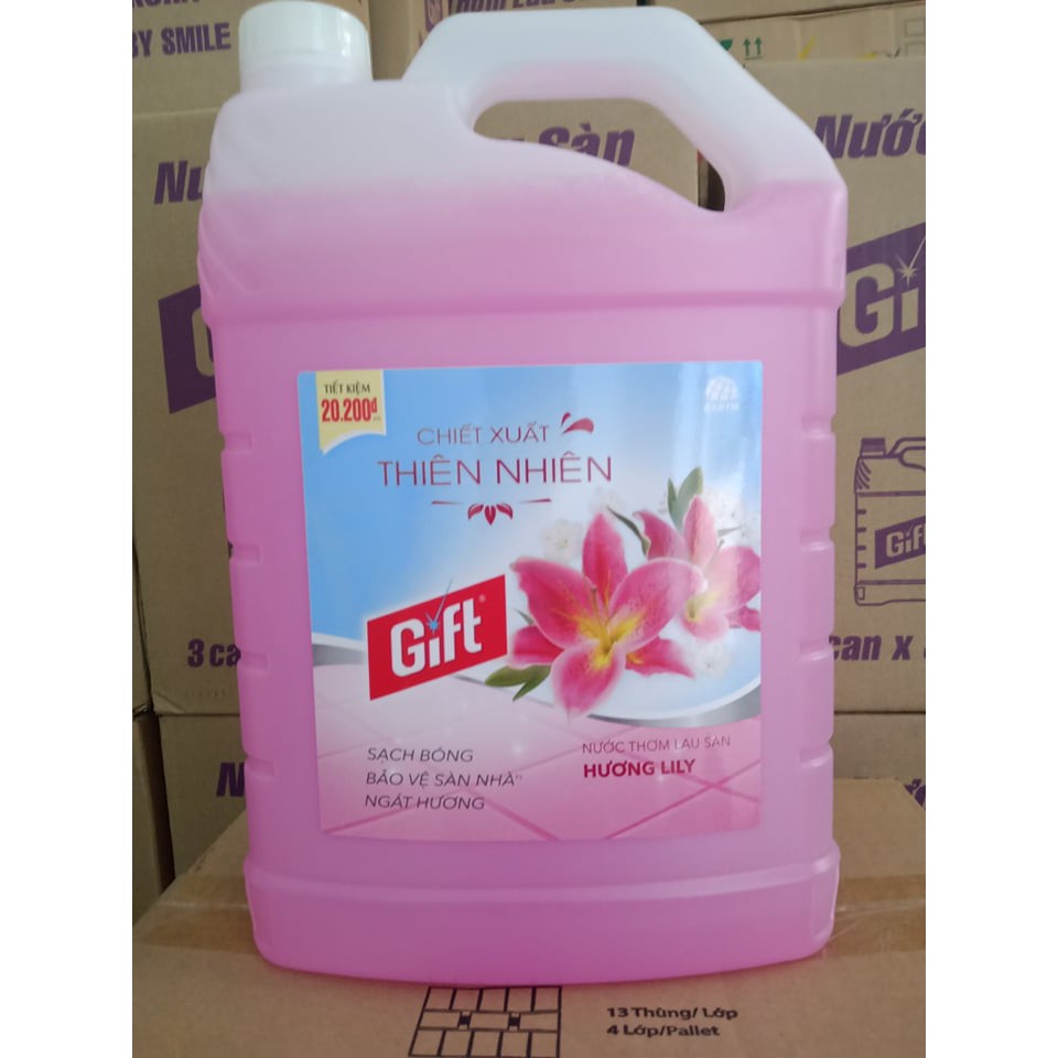Nước lau sàn Gift hương lily can 3.8kg (mẫu mới)