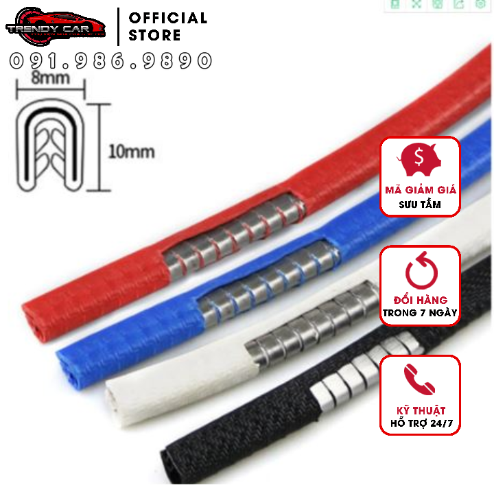 Nẹp viền cao su chữ U lõi thép trang trí và chống trầy xước viền cánh cửa ô tô Trendy Car Chống Va Đập Cánh Cửa Ô Tô ,Chống Ồn hiệu quả
