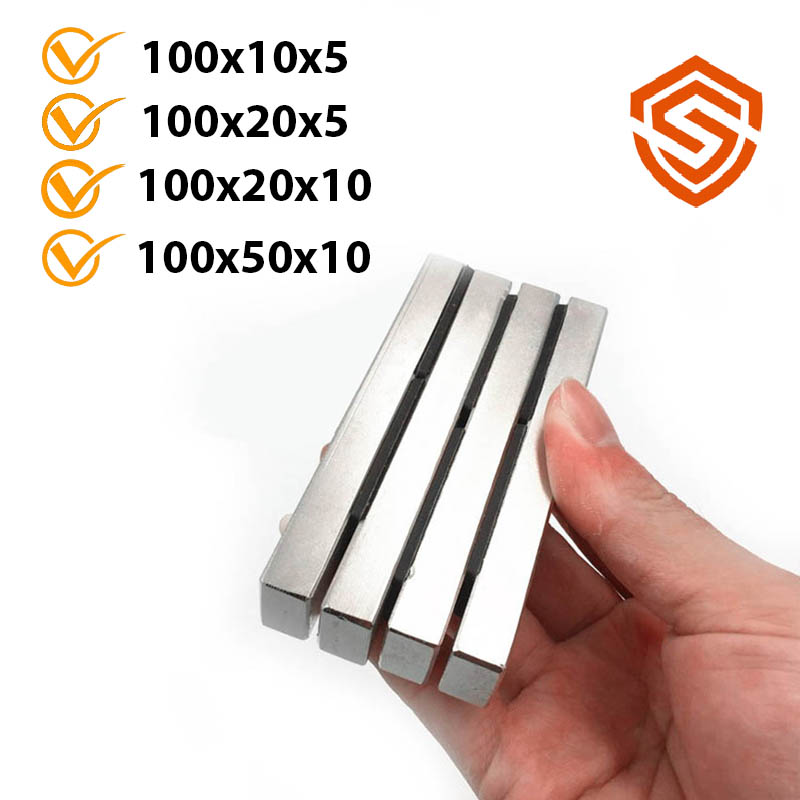 Nam châm chữ nhật 100x10x5mm, 100x20x5mm, 100x20x10mm, 100x50x10mm loại nam châm đất hiếm