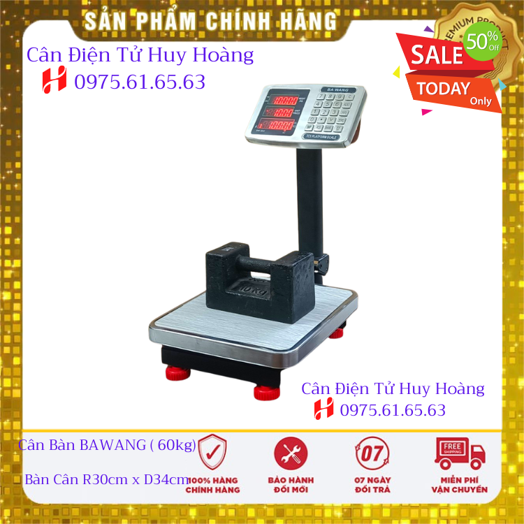 Cân điện tử,cân hàng hóa,cân bàn BWANG-60kg mặt vân gỗ bảo hành 24 tháng CÂN  HUY HOÀNG