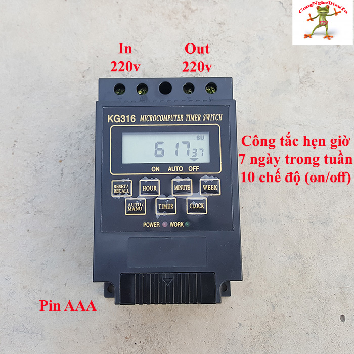 Công tắc hẹn giờ KG316 thế hệ mới màu đen