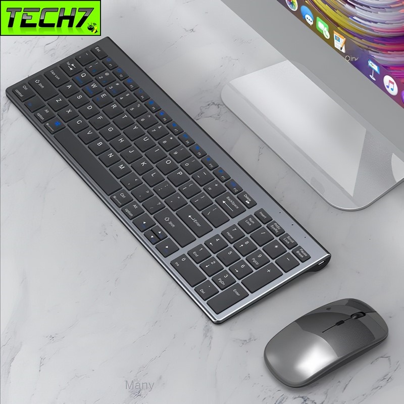 Bộ Bàn phím chuột không dây W619 - pin sạc - đa kết nối bluetooth 5.0 + 3.0 + Usb wireless 2.4g