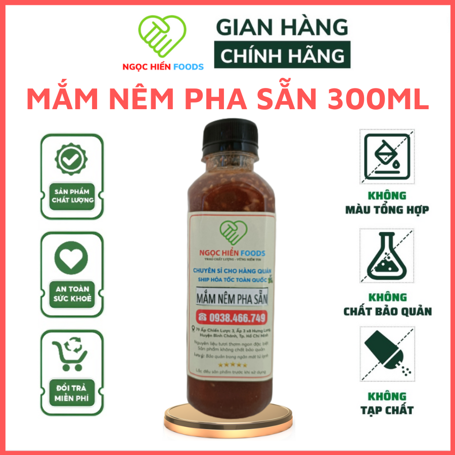 Mắm nêm pha sẵn NGỌC HIỂN FOODS Chai 300ml - Chấm gỏi cuốn , heo , bò , gà , rau sống , bún mắm