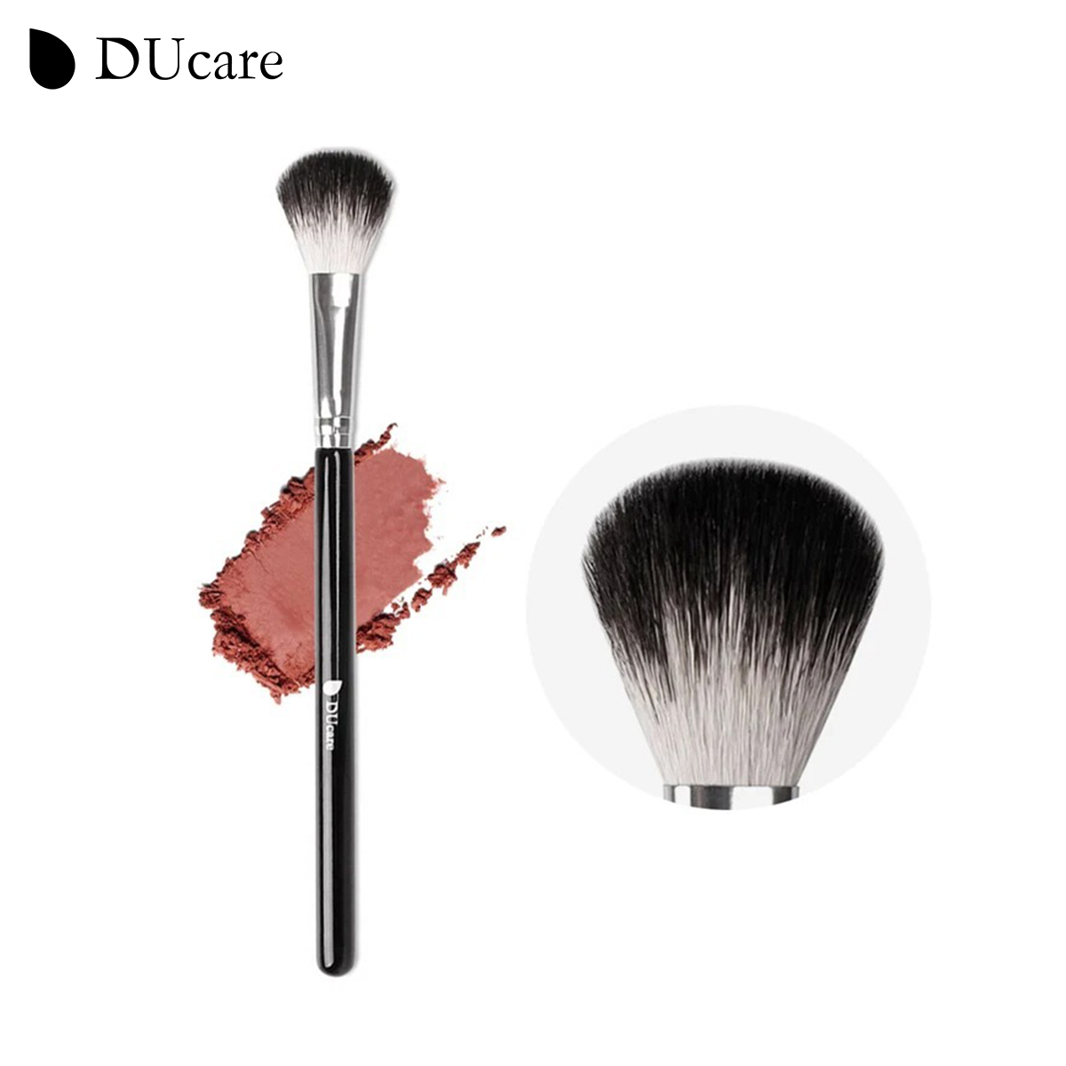  Ducare bàn chải Quạt Highlighter bàn chải fan hâm mộ thiết lập cọ trang điểm Singel công cụ cọ trang điểm pha trộn giúp khóa trong nền tảng và kem che khuyết điểm-Bạc & Đen 【bài trong 24 giờ và 30 ngày Dịch vụ bảo hành  