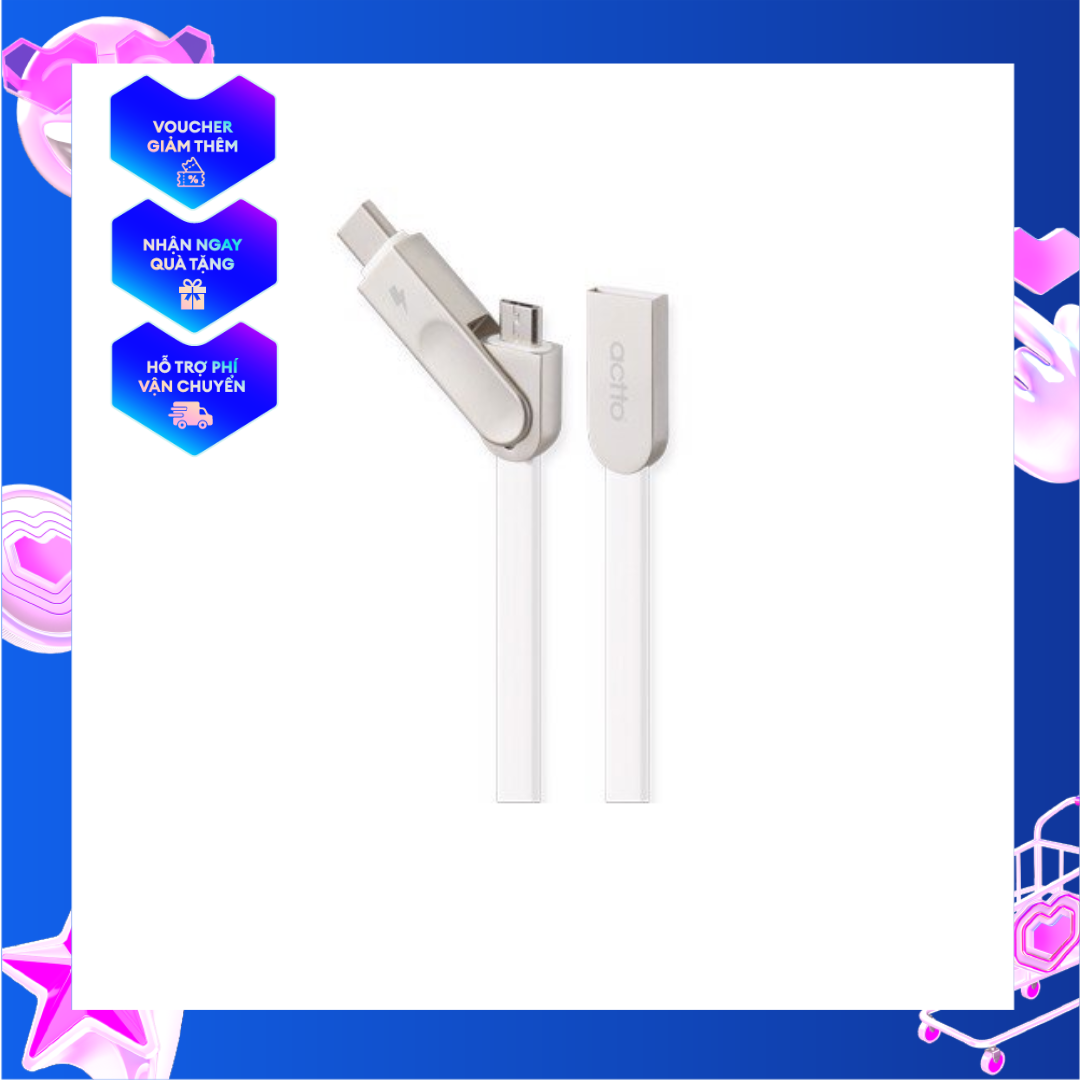 Cáp sạc 2 in 1 type c & micro dài 1m - great type c micro 5pin charging & data cable usb-34 hàng nội địa hàn quốc cao cáp chính hãng