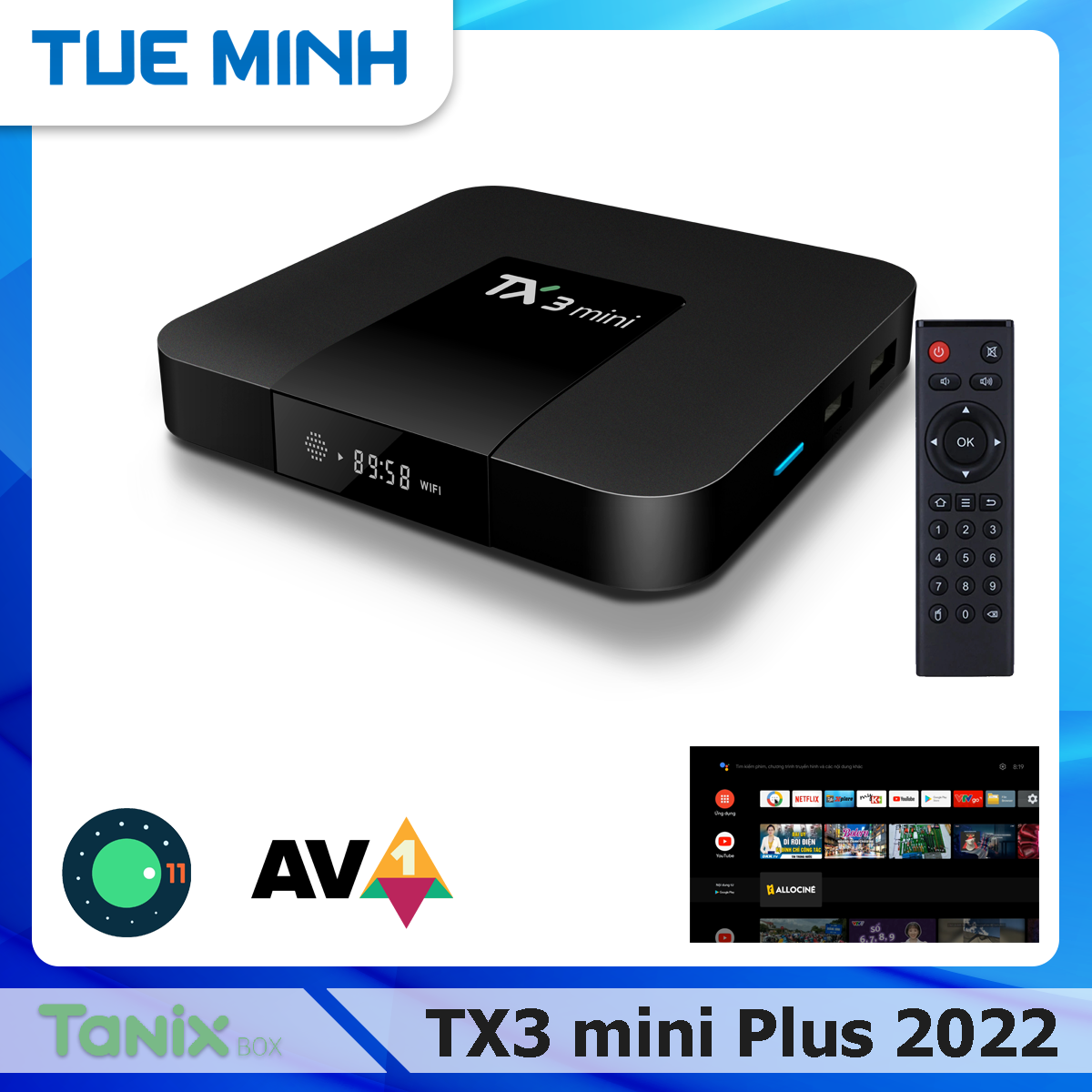 Android TV Box TX3 mini Plus 2023 - AndroidTV 11, Amlogic S905W2, Ram 4GB, Bộ nhớ trong 32GB