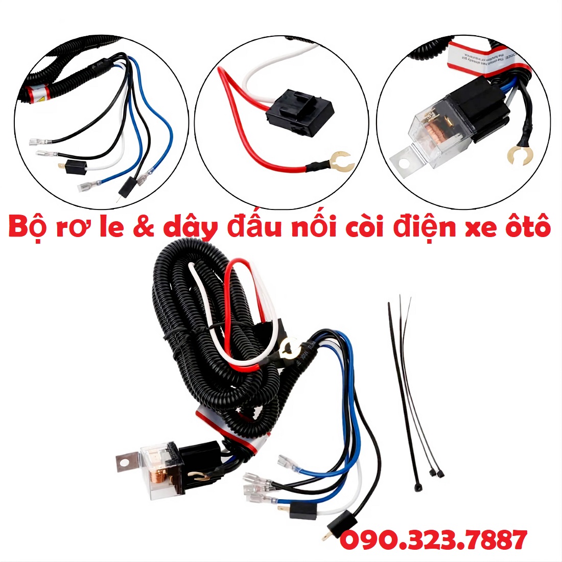 Bộ rơ le đấu nối dây còi điện 12V & 24V chuyên dụng cho xe hơi, xe tải.