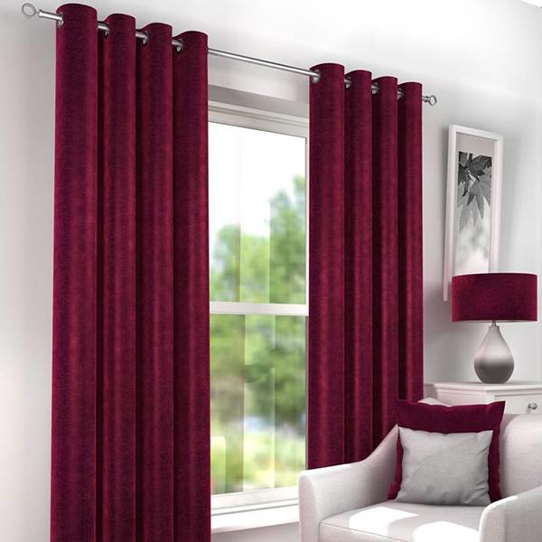 [HCM]Bộ rèm chống nắng Màu Đỏ Vang - Vải Gấm Hàn Quốc - Dùng cho cửa ngang 300 cm - Vải dày & đẹp - Kiểu may khoen ore - Nhiều màu sắc & Có may theo yêu cầu khách hàng