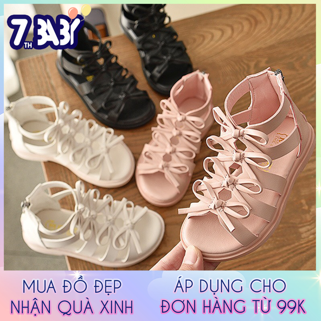 [HCM]Dép Sandal Chiến Binh Bé Gái Phong Cách Thời Trang Sành Điệu Có Khoá Kéo Sau Chất Êm Mềm Siêu Nhẹ (Hồng Đen Trắng)